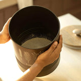 Charcoal Brown Grain Storage Barrel with Wooden Lid