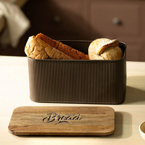 Charcoal Brown Bread Box with Lid