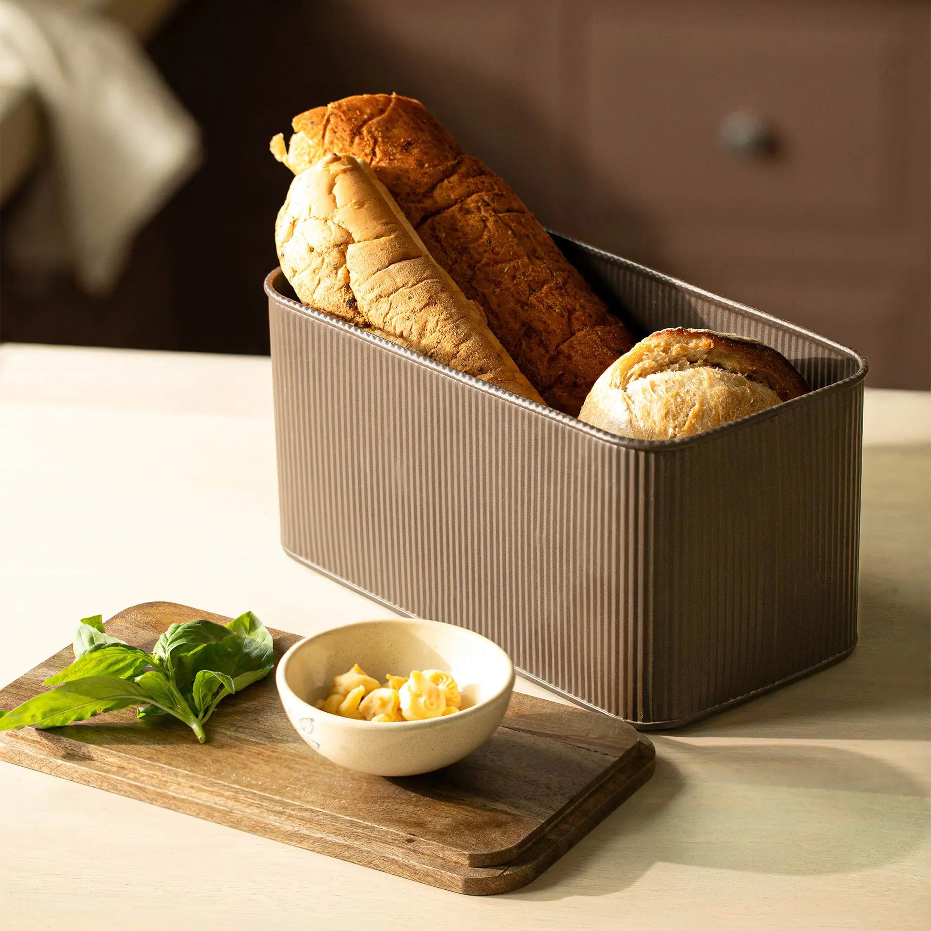 Charcoal Brown Bread Box with Lid