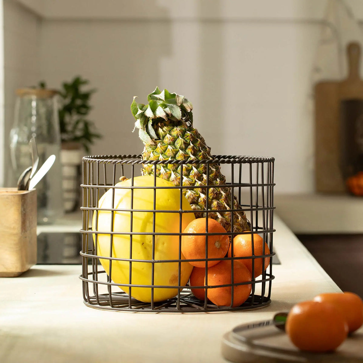 Charcoal Brown Twine Wire Basket (tall)