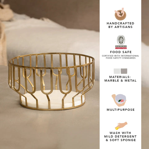 Weave Marble & Metal Basket- Large