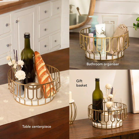 Weave Marble & Metal Basket- Large