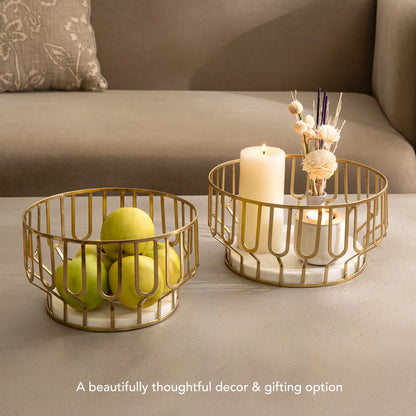 Weave Marble & Metal Basket- Large