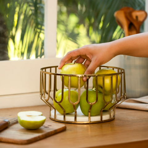 Weave Marble & Metal Basket- Small