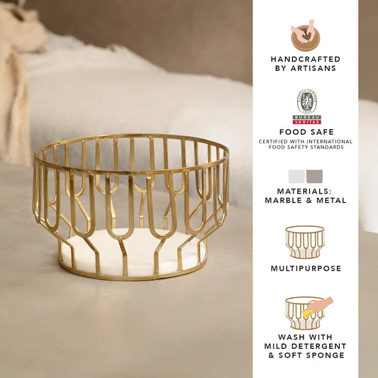 Weave Marble & Metal Basket- Small