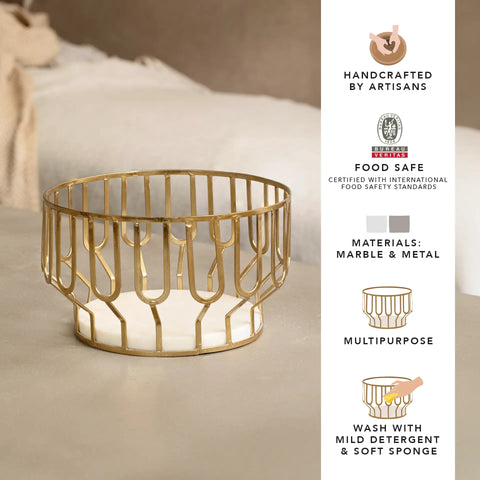 Weave Marble & Metal Basket- Small