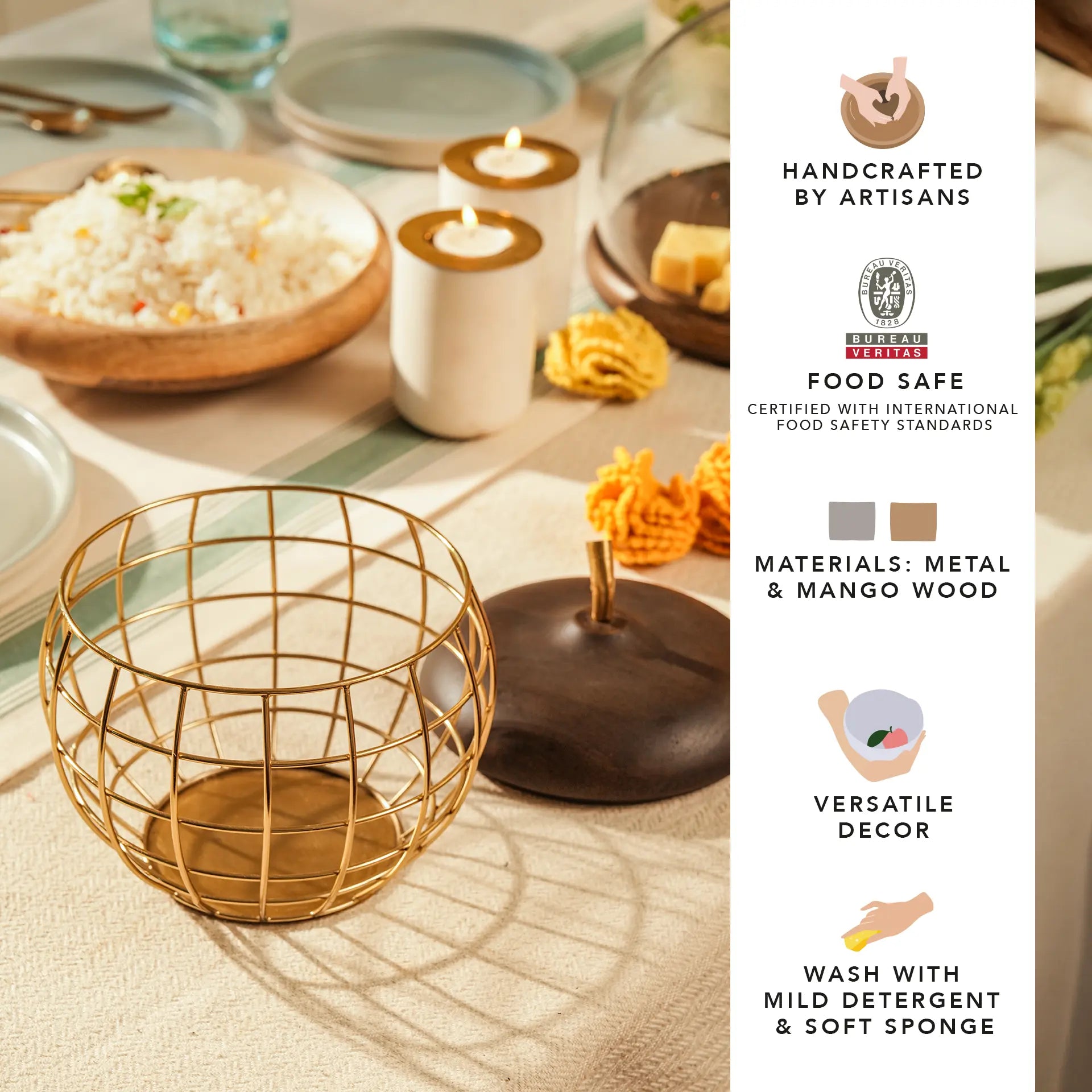 Pear Metal Basket with Wooden Lid