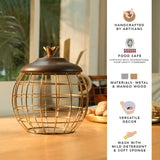 anaar metal basket with wooden lid