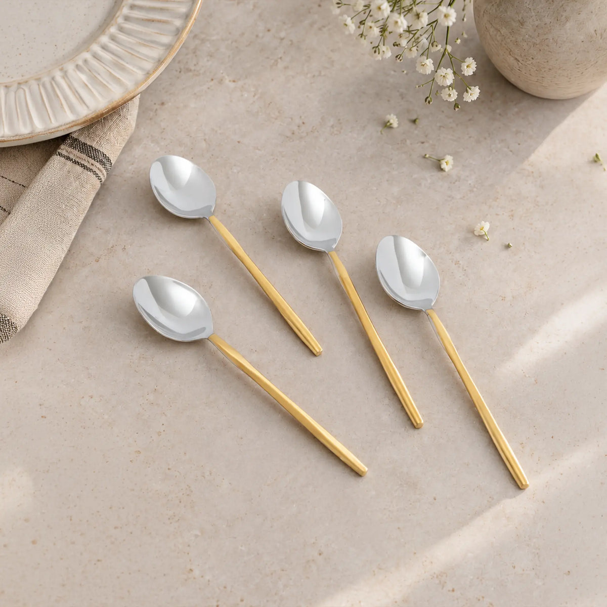 Sunlit Two-Tone Glossy Table Spoon Set of 4