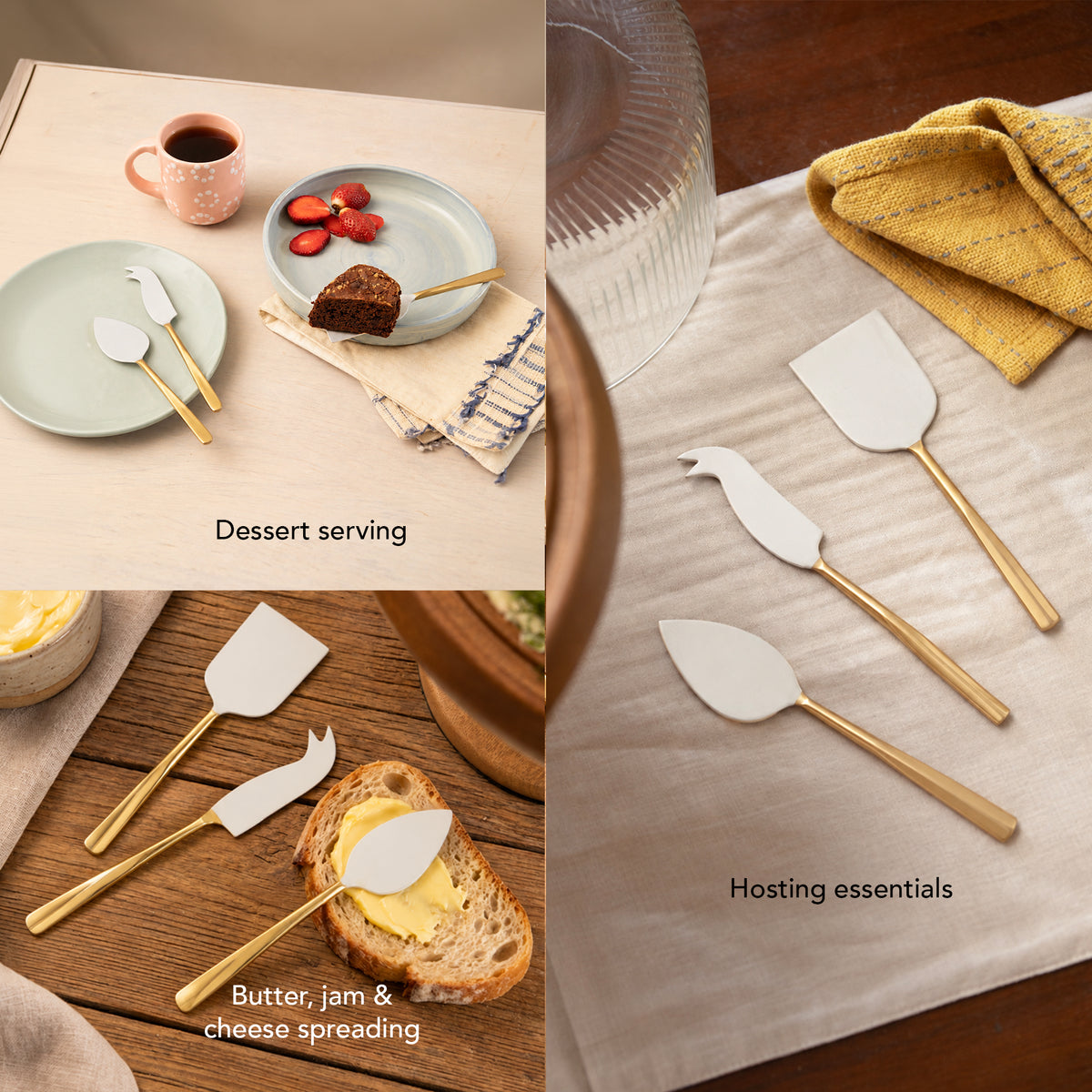 Sunlit Two-Tone Glossy Cheese Knife Set of 3