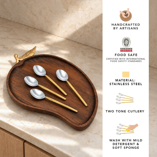 Sunlit Two-Tone Glossy Dessert Spoon Set of 4