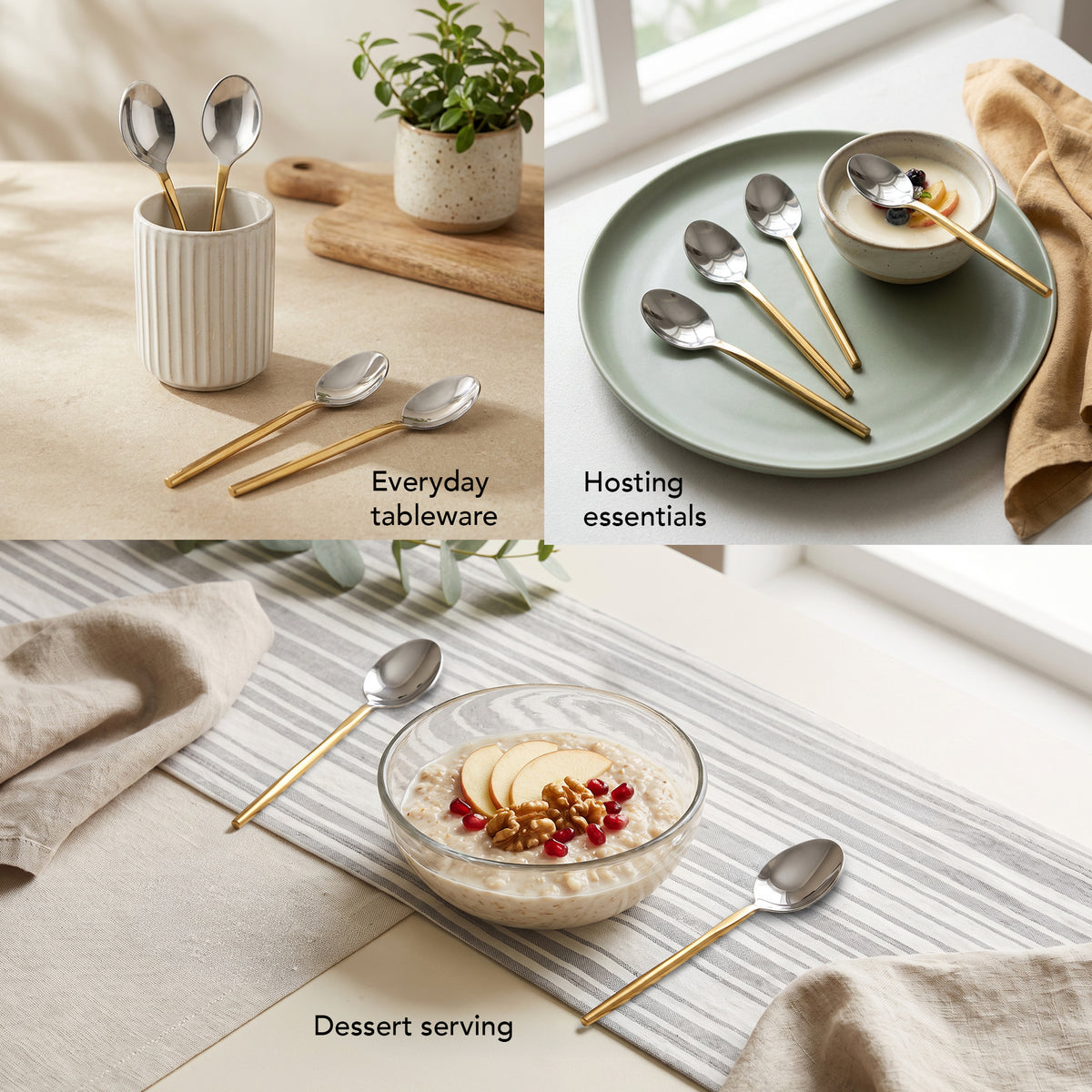 Sunlit Two-Tone Glossy Dessert Spoon Set of 4