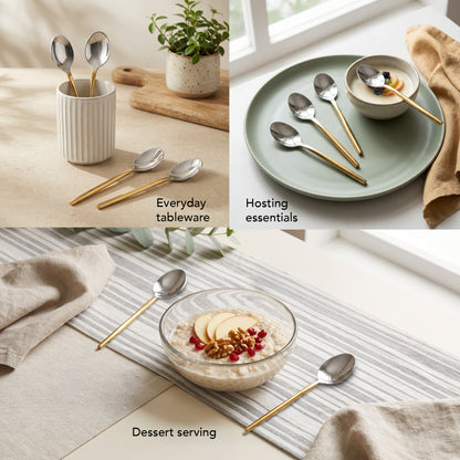 Sunlit Two-Tone Glossy Dessert Spoon Set of 4