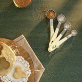 Silver & Butter Cream Measuring Spoon Set of 4 with Matt Enamel Finish