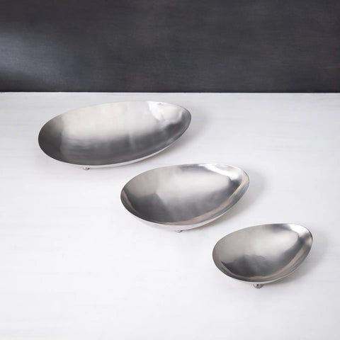 Silver Metal Serving Platter (Set Of 3)