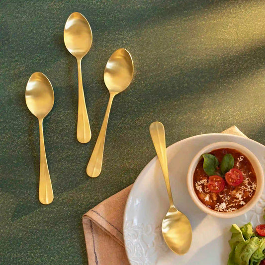 Dinner Spoon Set of 4 Champagne Gold Matt Finish