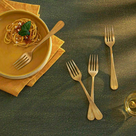 Champagne gold dinner fork - set of four