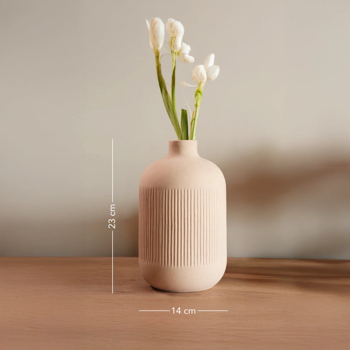 Classic Beige Ceramic Vase - Tall