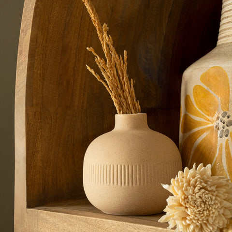 Classic Beige Ceramic Vase - Short