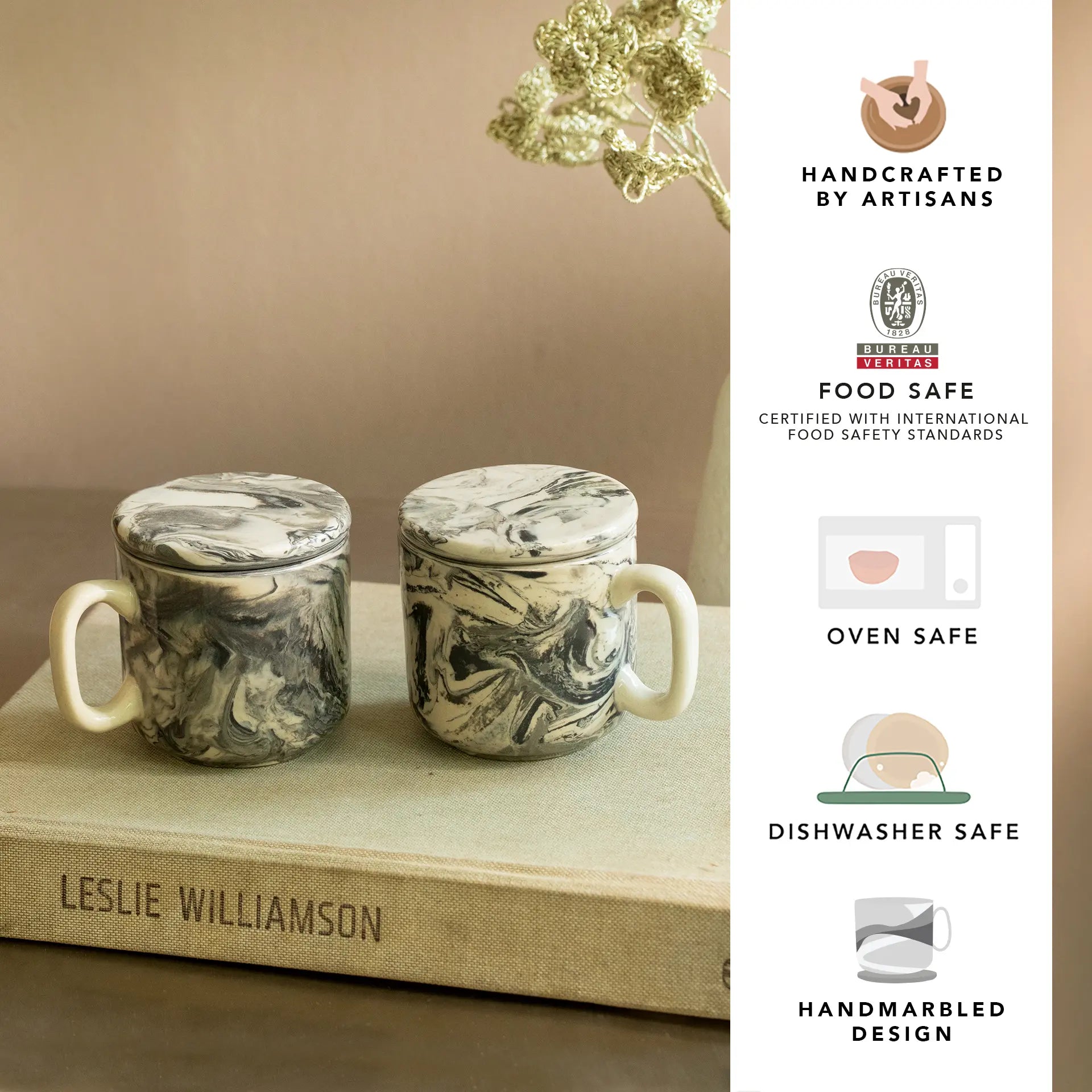 Carbon Ceramic Mug Set of Two