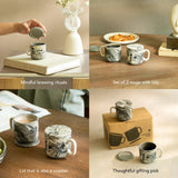 Carbon Ceramic Mug Set of Two w/lid