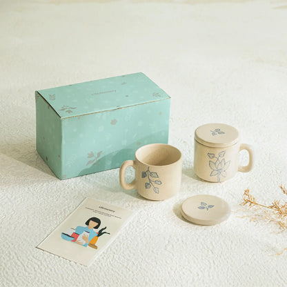 Fiore Ceramic Mug Set of Two  with Lid