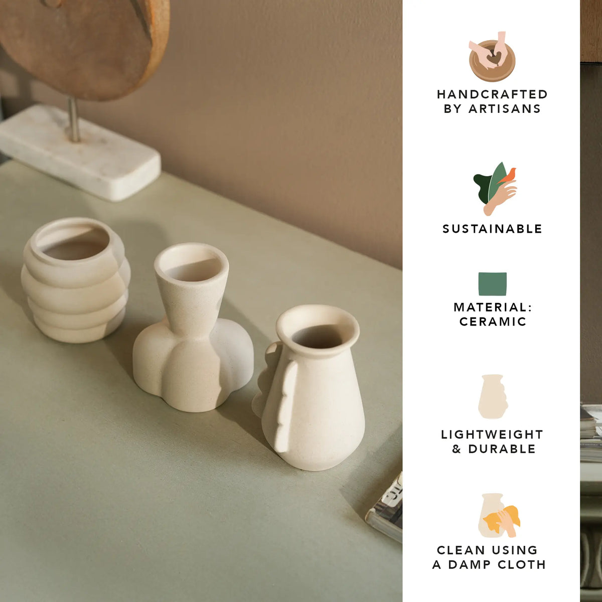 Bud blooms mini ceramic vase set of 3