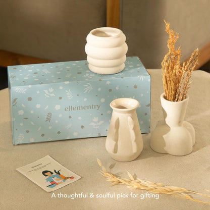Bud blooms mini ceramic vase set of 3