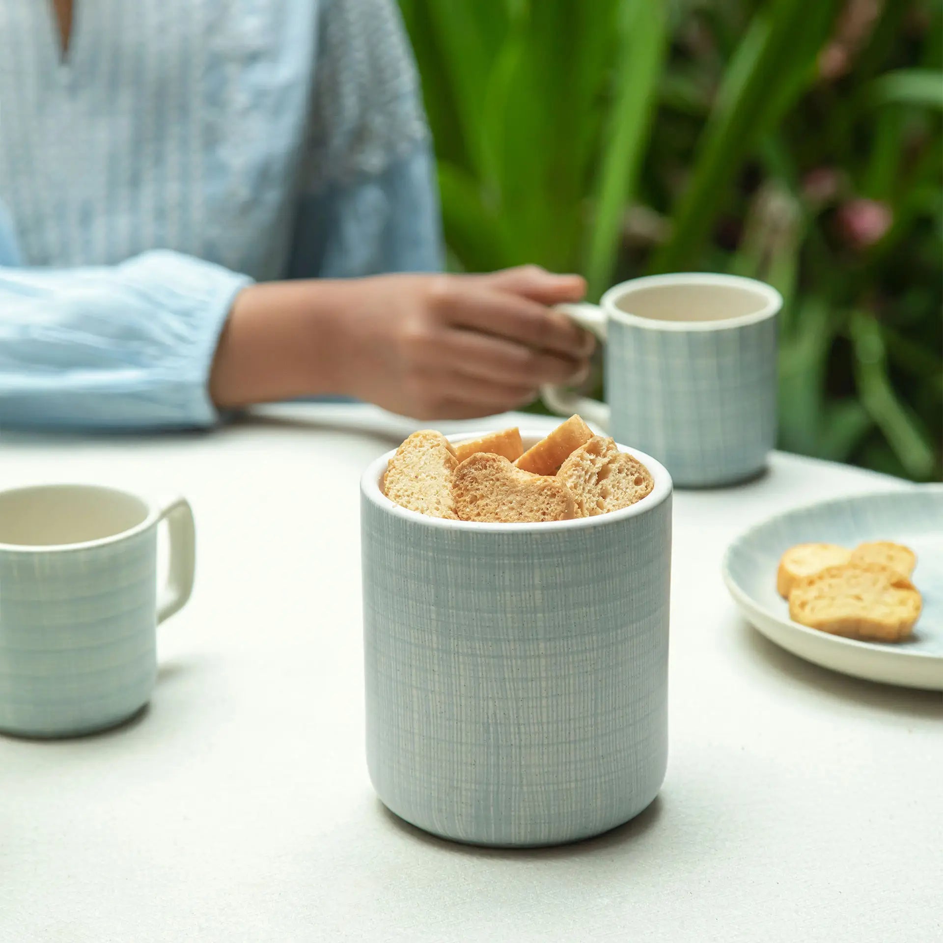 Saan Ceramic Jar with Wooden Lid - Small