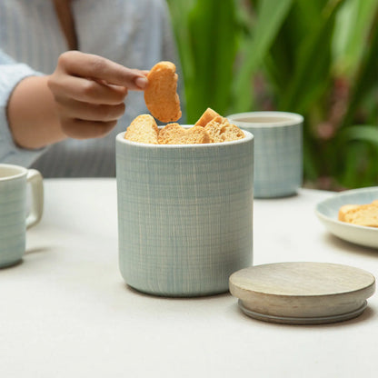 Saan Ceramic Jar with Wooden Lid - Small
