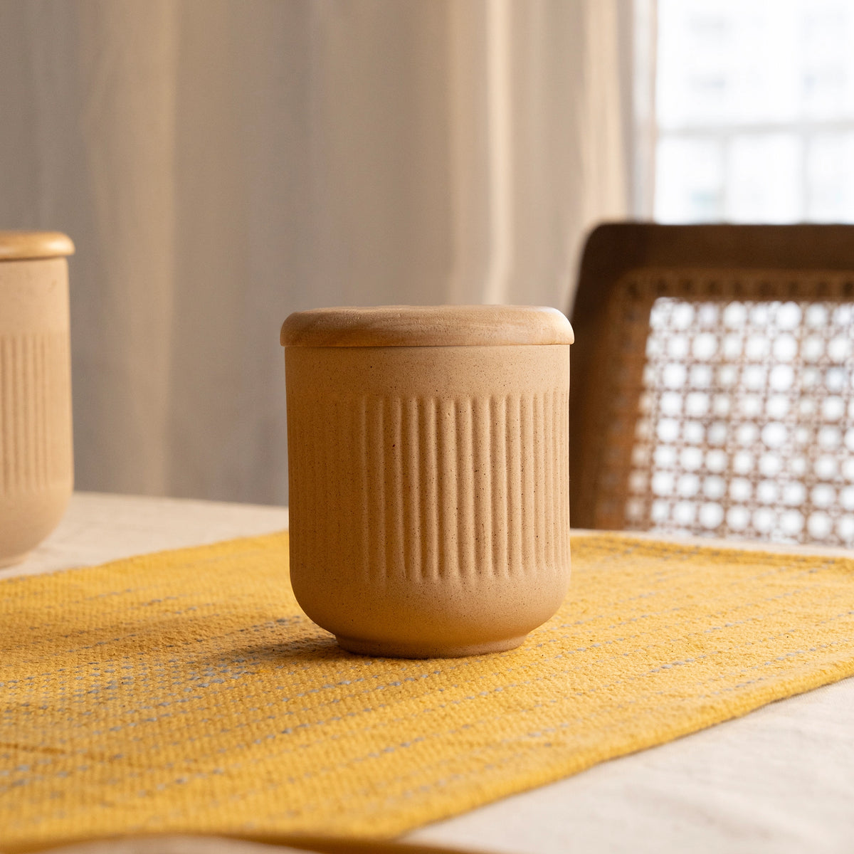 Classic Beige Ceramic Jar - Small