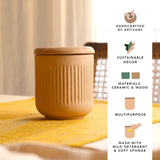 Classic Beige Ceramic Jar- Large