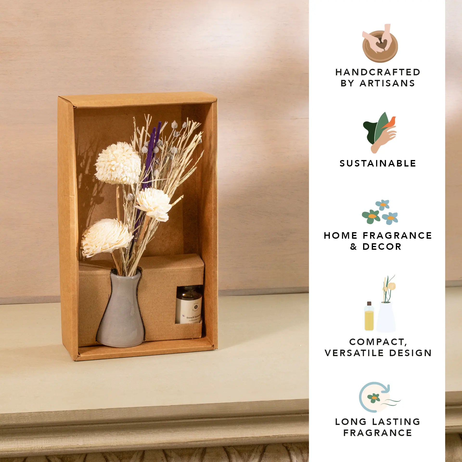 Breathe & Bloom Vase & Diffuser Set - French Lavender