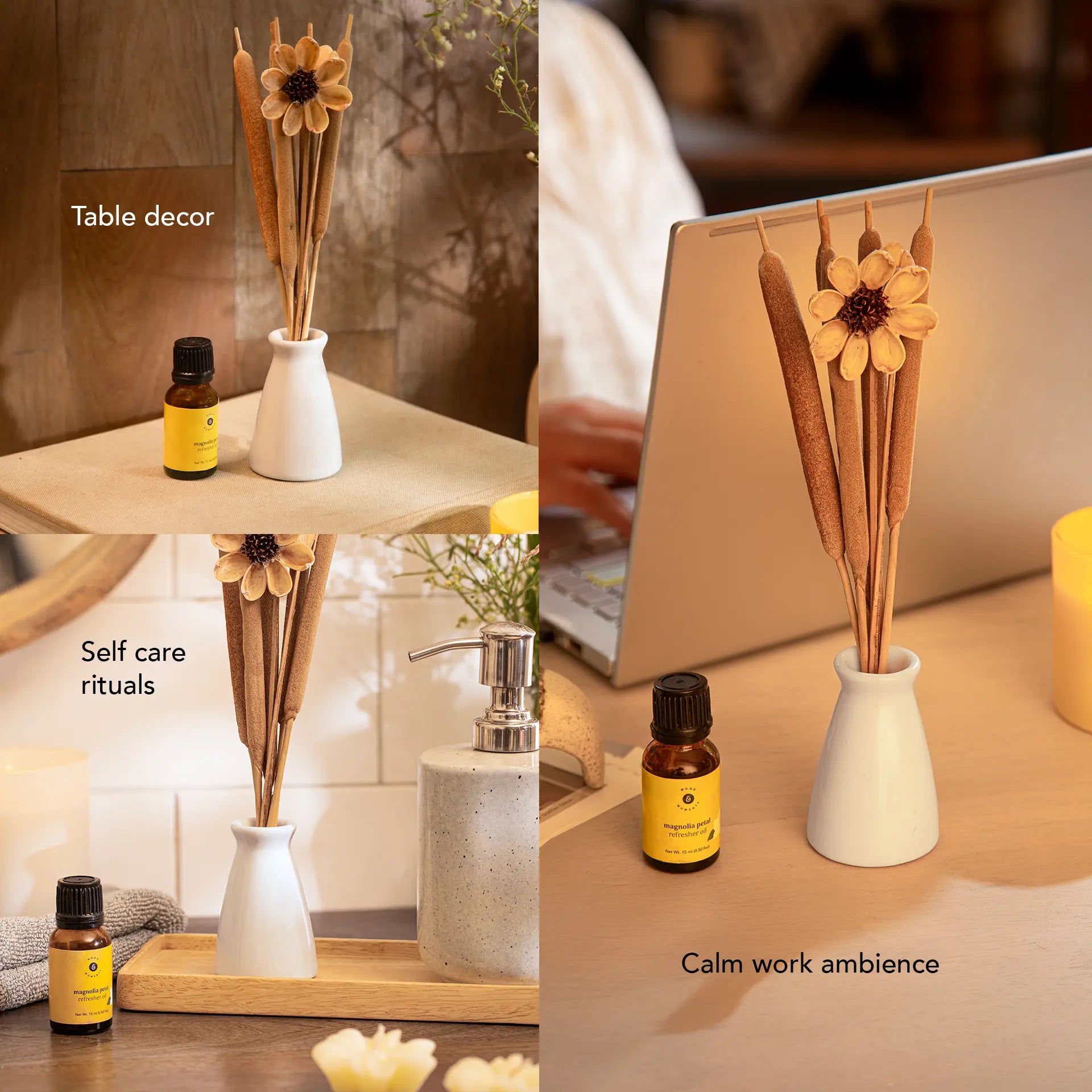 Breathe & Bloom Vase & Diffuser Set - Magnolia Petal