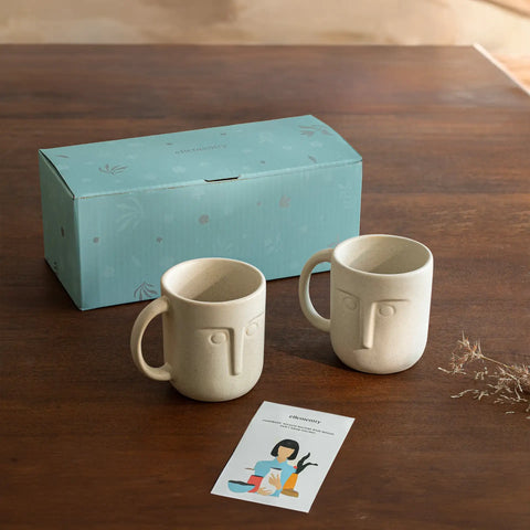 Moai ceramic coffee mug set of 2