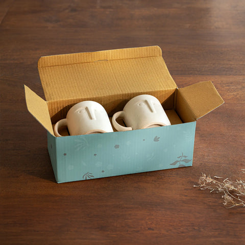 Moai ceramic coffee mug set of 2