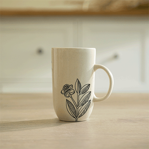 Livada Black Ceramic Painted Tall Mug