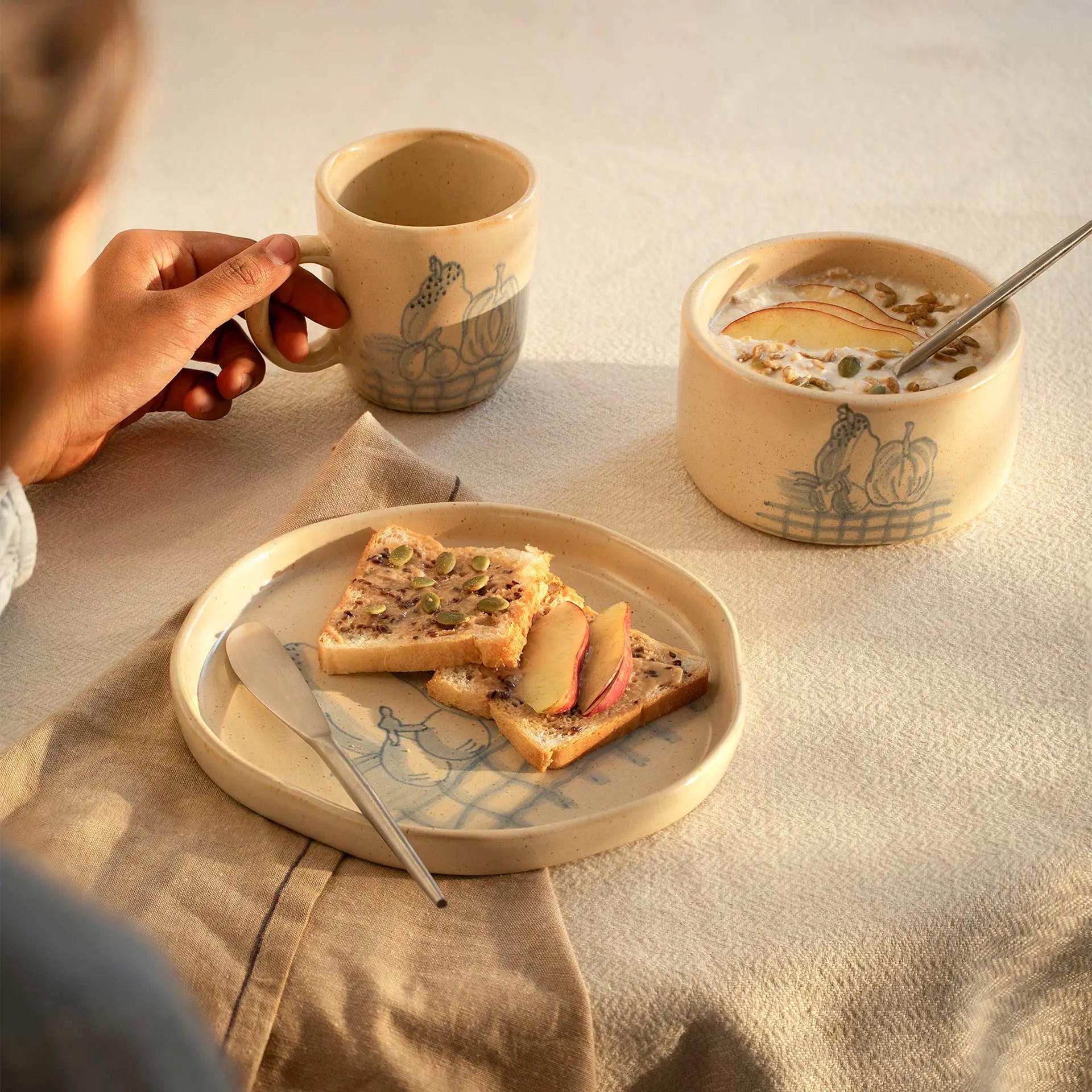 Fruits-Painted Ceramic Breakfast Set