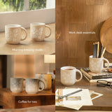 Floral Embossed Ceramic Mug Set of 2
