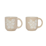 Floral Embossed Ceramic Mug Set of 2