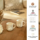 Pear embossed ceramic mug set of 2