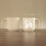 Pear embossed ceramic mug set of 2