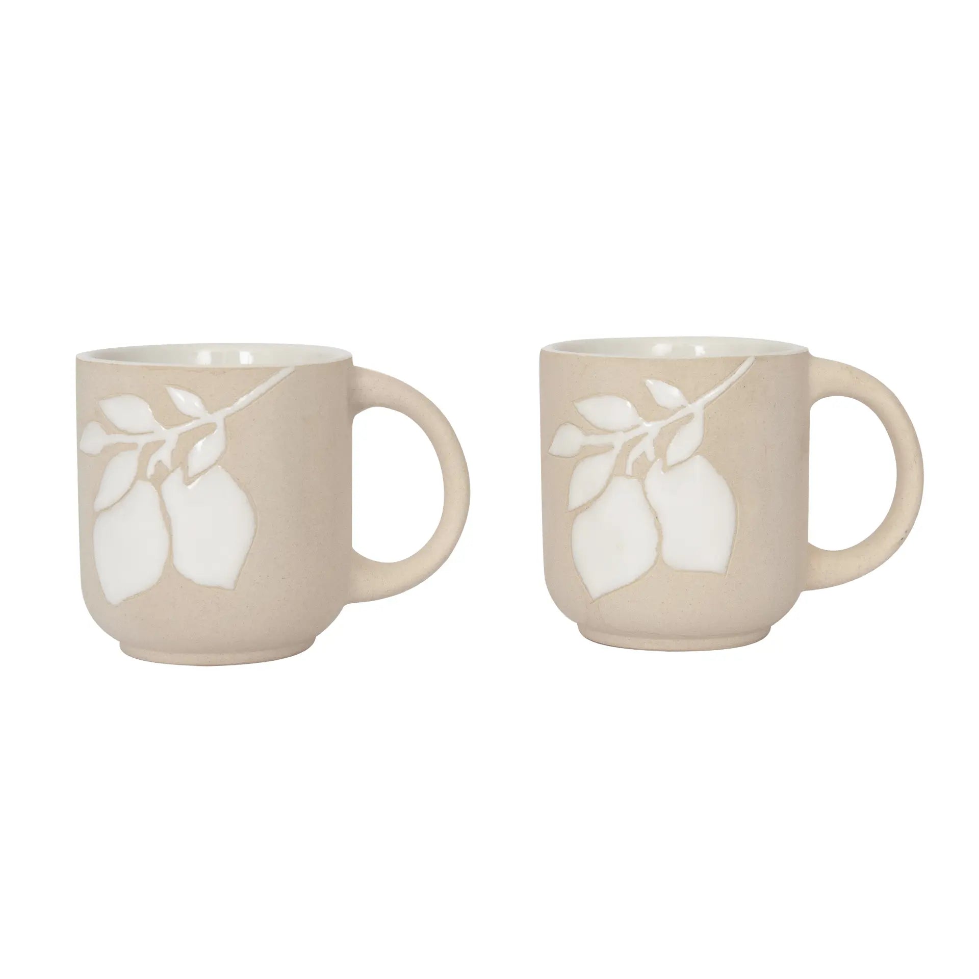 Pear Embossed Ceramic Mug Set of 2