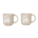 Pear embossed ceramic mug set of 2