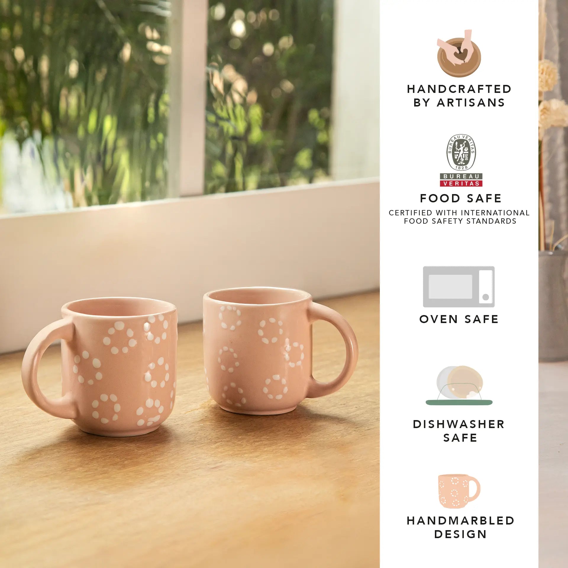 Pink Pastel Ceramic Mug Set of 2