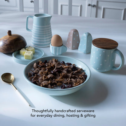 Ceramic Cereal Bowl Stripes Blue