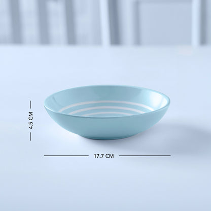 Ceramic Cereal Bowl Stripes Blue