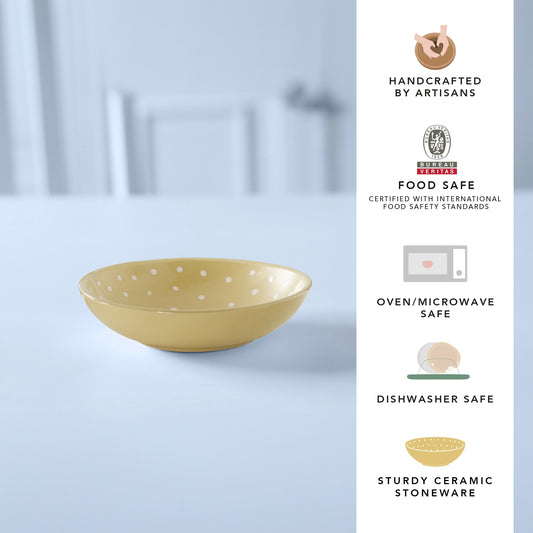 Ceramic Cereal Bowl Polka Dots Lemon