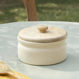 serene sky serving bowl with wooden lid - small