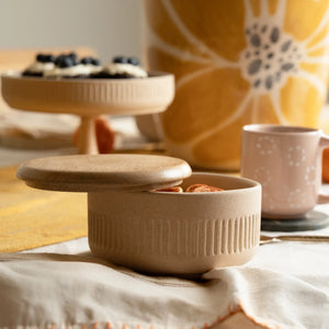 Classic Beige Ceramic Serving Bowl - Small